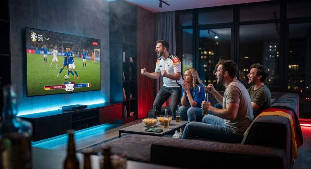 World Cup IPTV Europe living room setup