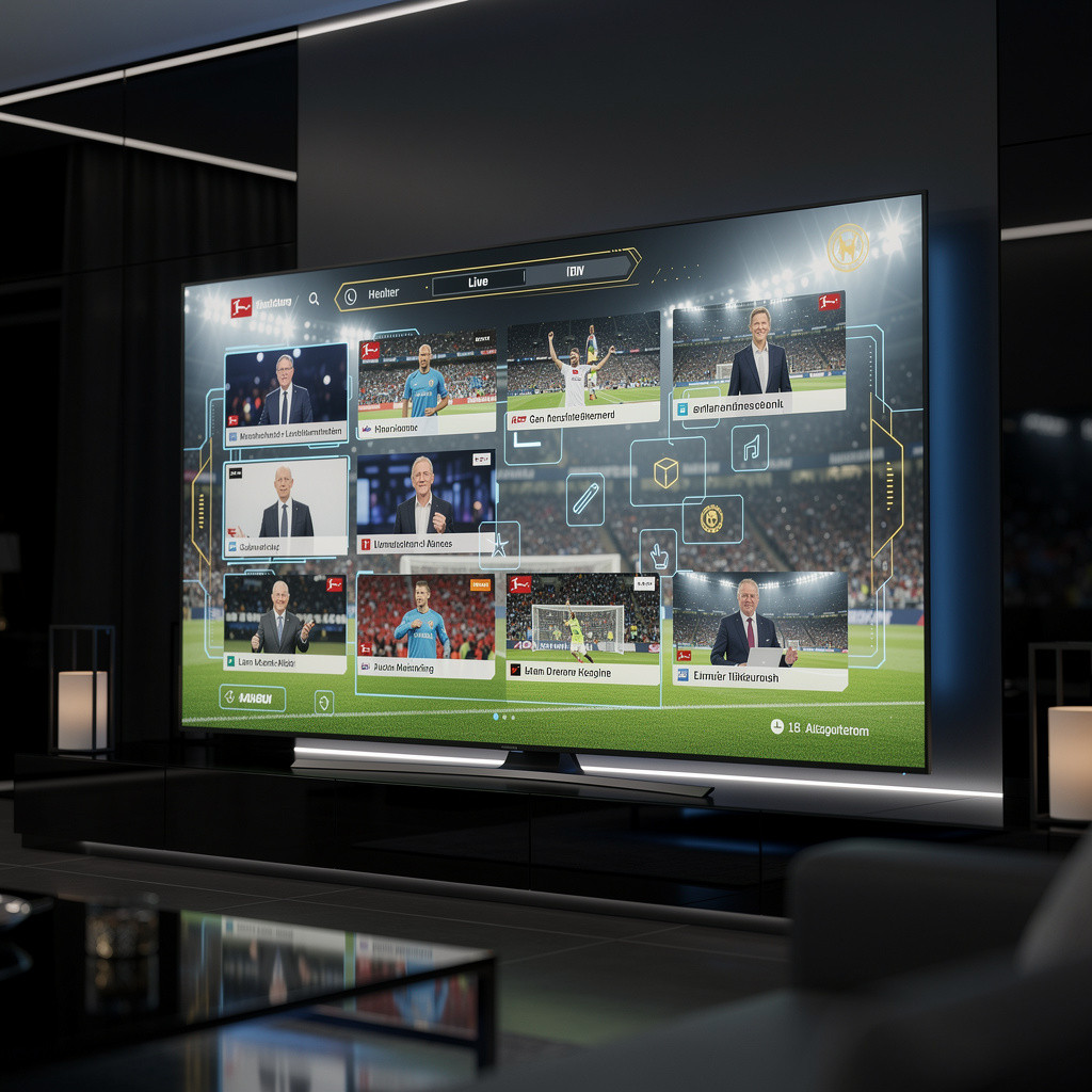 Best IPTV for Germany 2025 - Smart TV displaying German IPTV with Bundesliga atmosphere