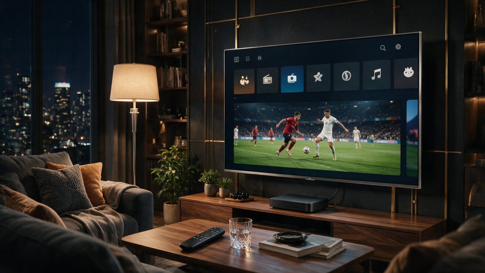 Premium IPTV apps running on Android TV with electronic program guide