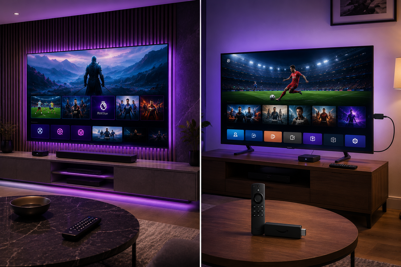 Samsung Smart TV compared with Amazon Fire TV Stick for IPTV streaming
