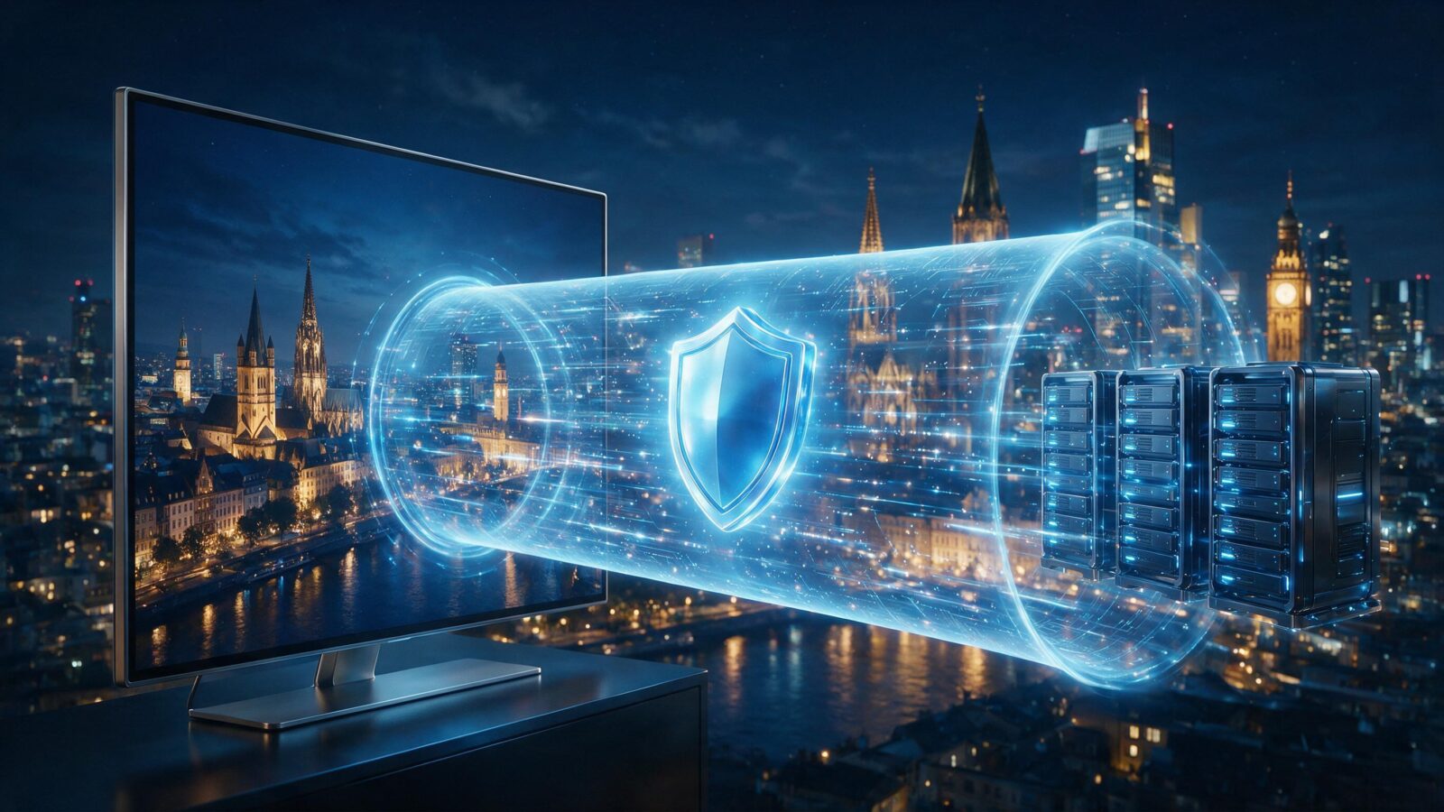 Secure IPTV streaming with encrypted VPN connection in Germany