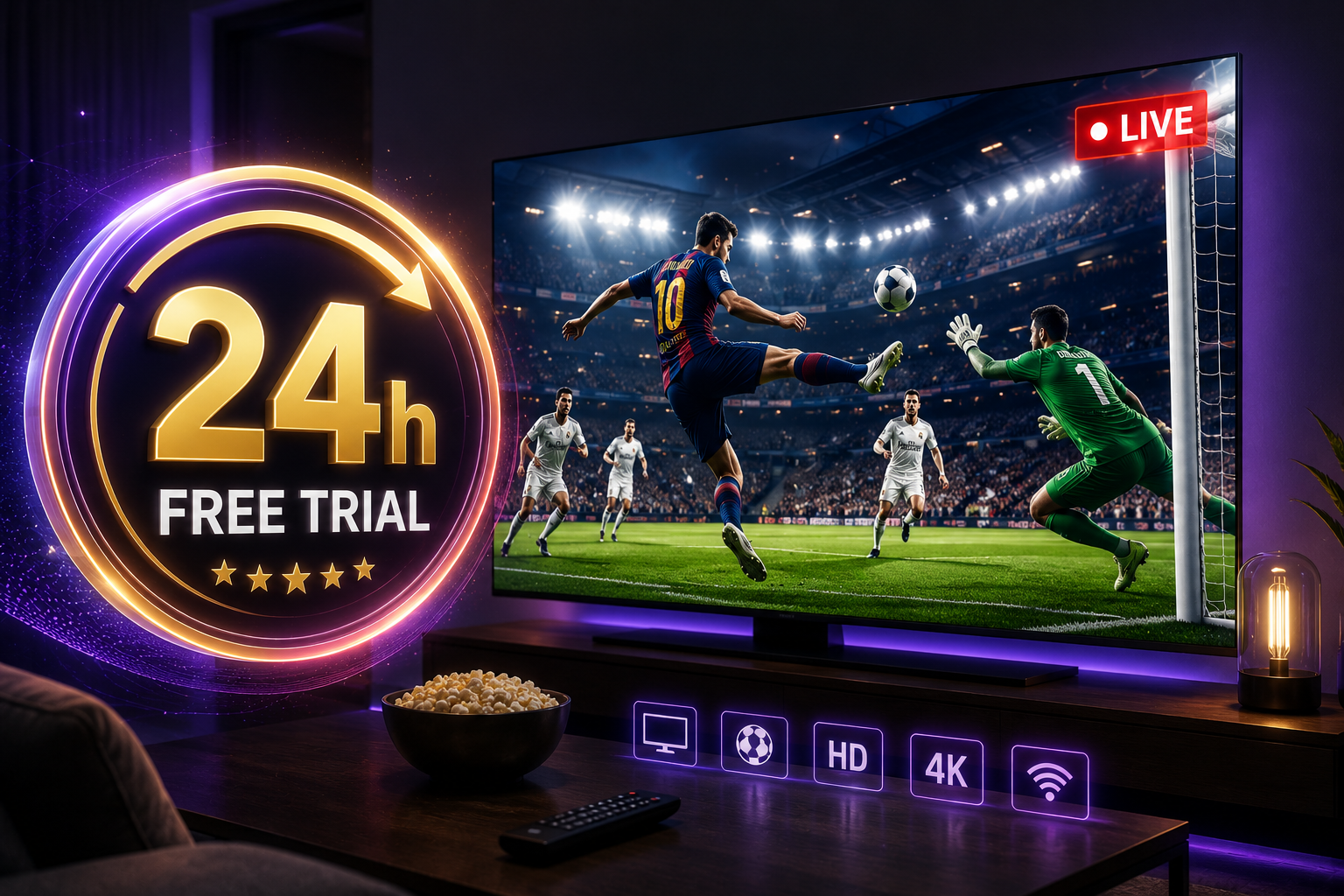 24 hour IPTV free trial for France with premium sports streaming