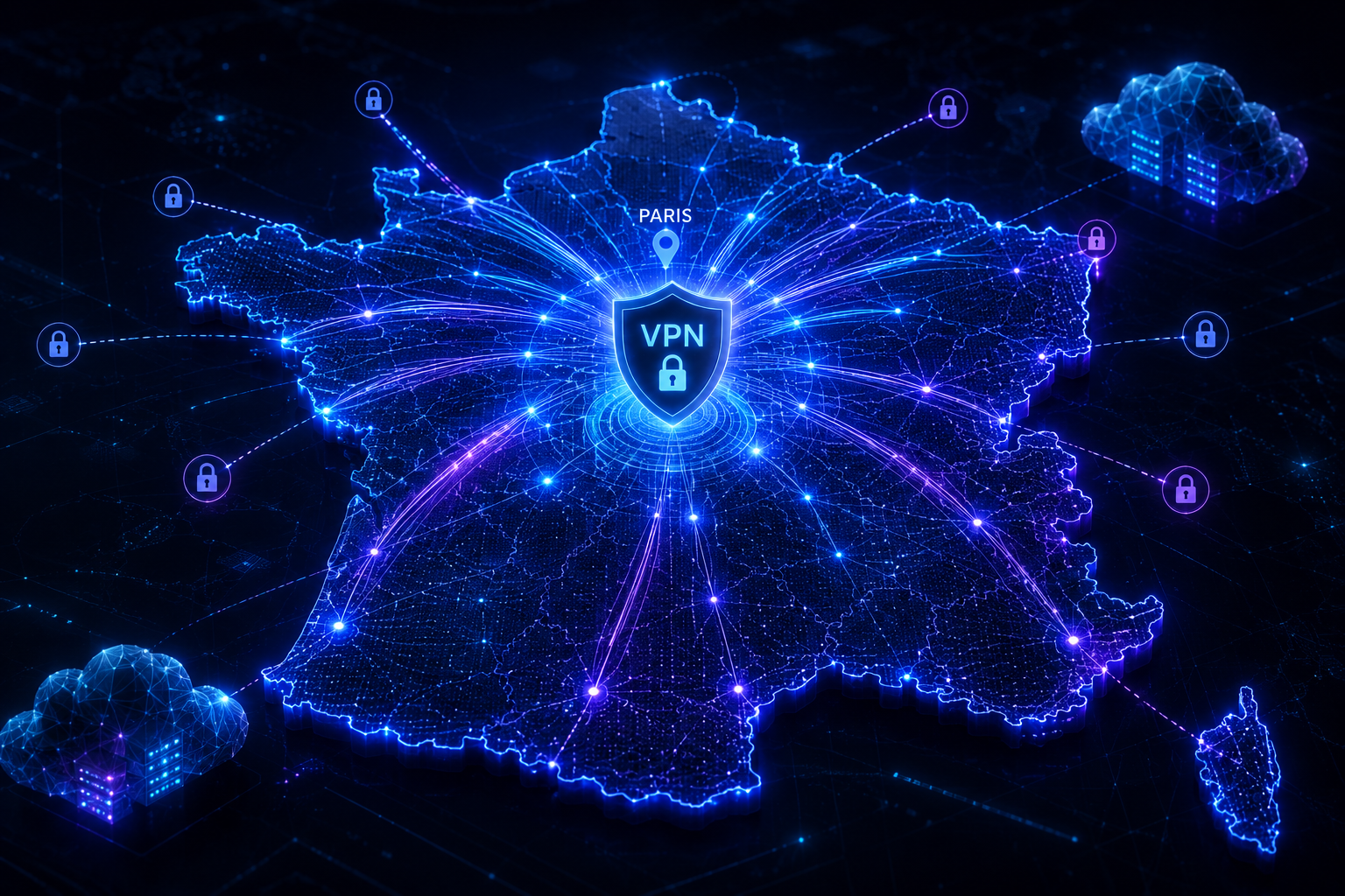 Secure IPTV streaming with encrypted VPN connection in France