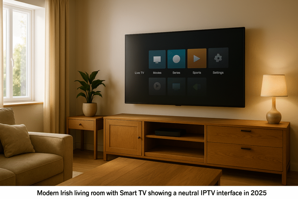 Irish living room with Smart TV neutral IPTV interface