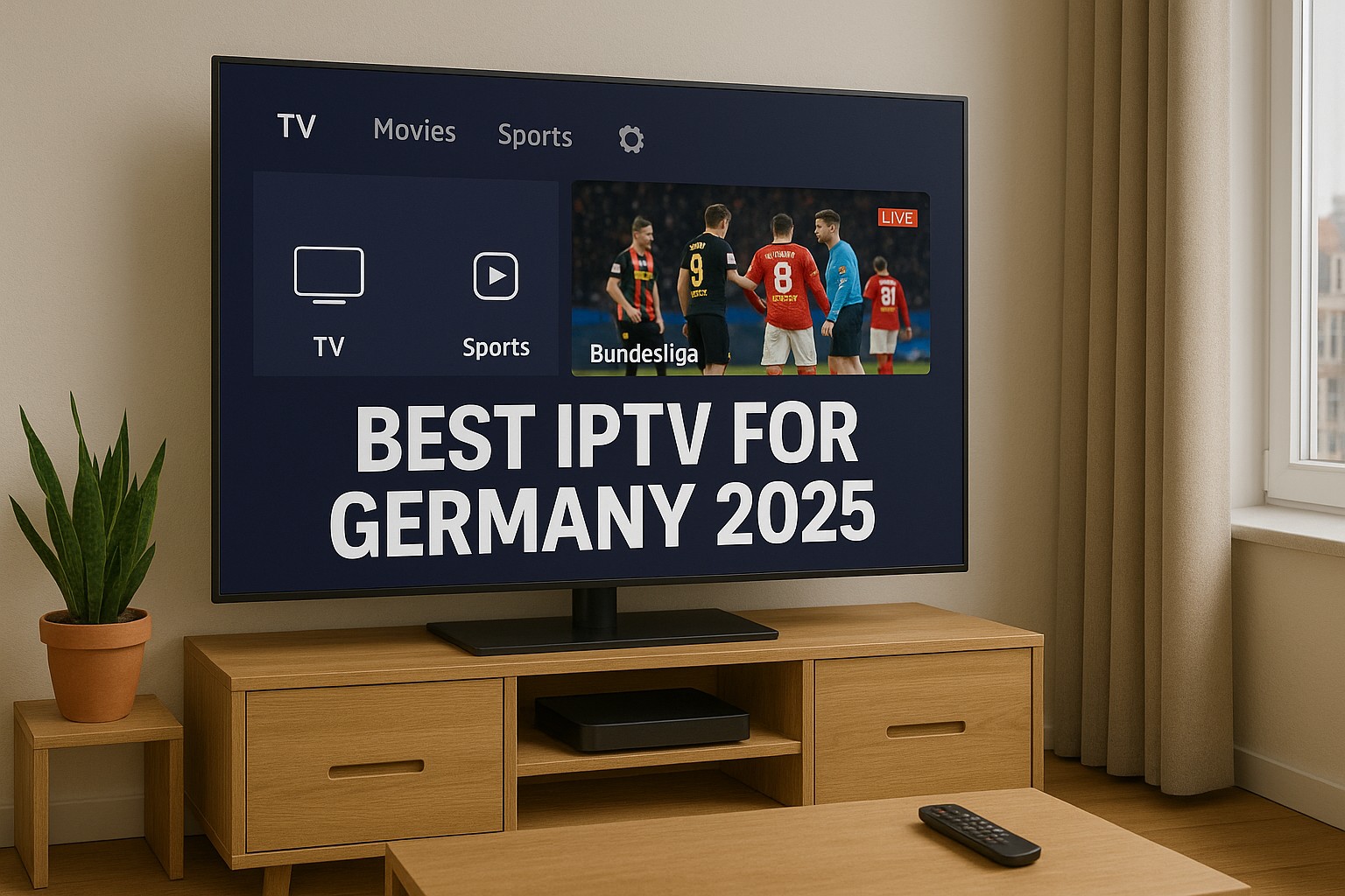 Sports and entertainment apps on TV as part of the Best IPTV Netherlands 2025 channel mix