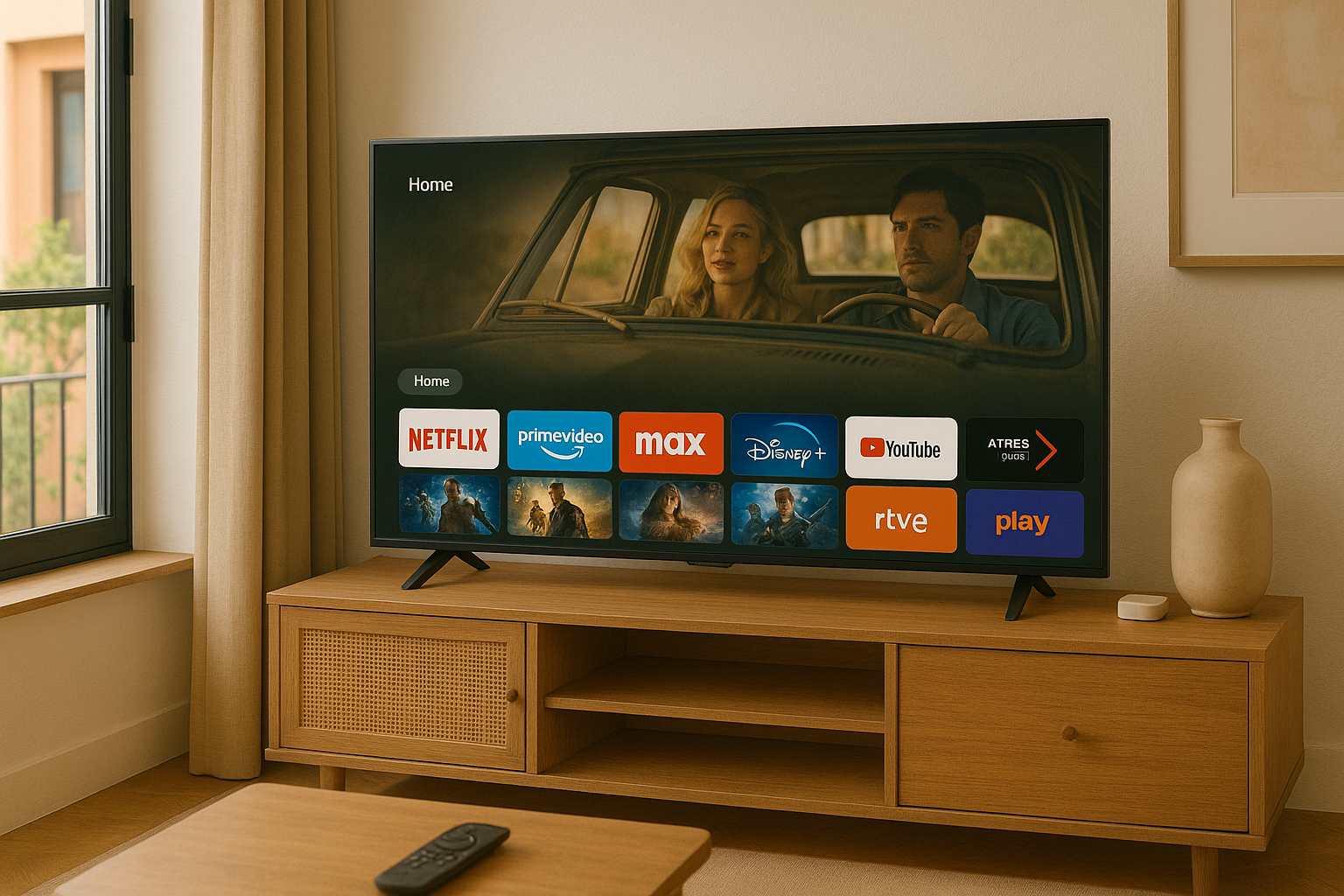 Finding the Best IPTV for Spain 2025: A Comprehensive Guide Spanish Smart TV home screen showing streaming apps used with Best IPTV for Spain 2025