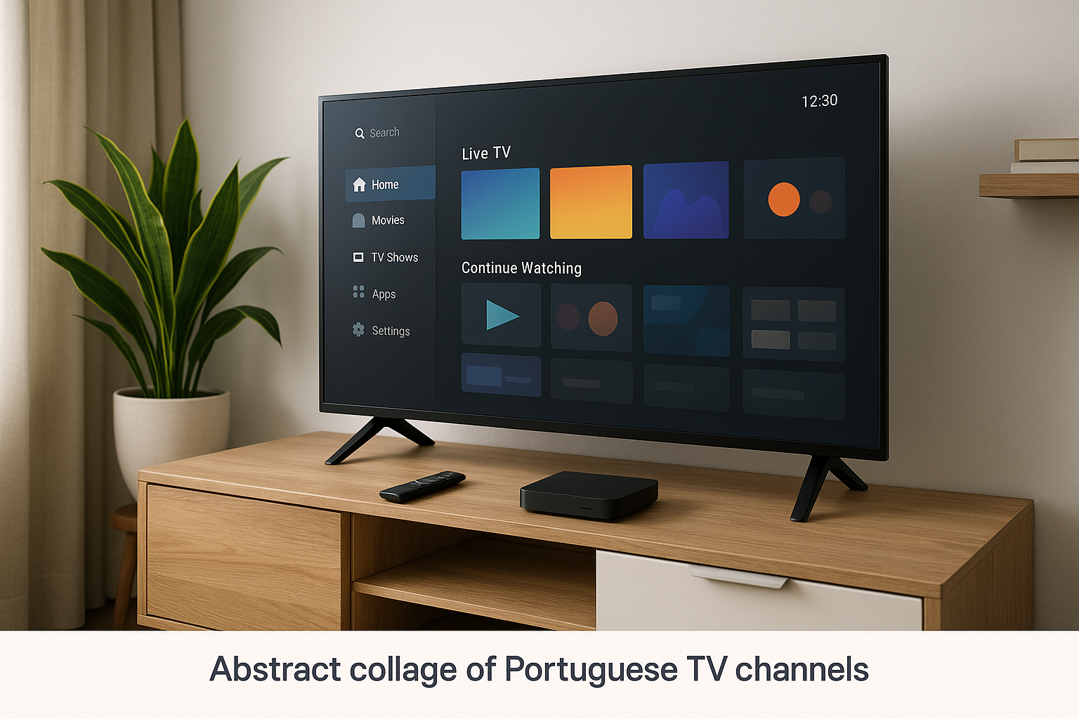 Finding the Best IPTV for Portugal 2025: A Comprehensive Guide Abstract collage of Portuguese TV channels represented as generic colorful shapes for IPTV Portugal 2025