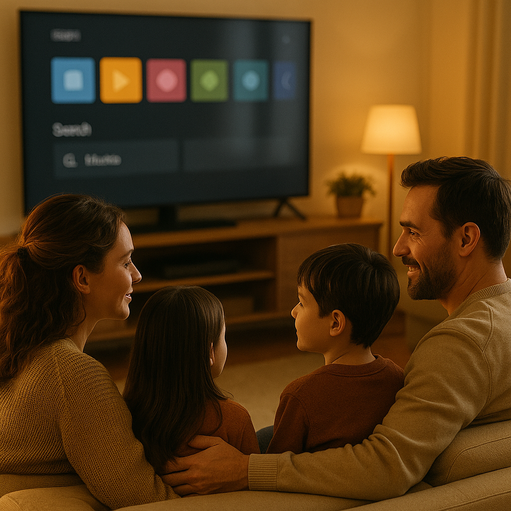 Best IPTV for Italy 2025 setup in a modern Italian living room with Smart TV and stable IPTV connection
