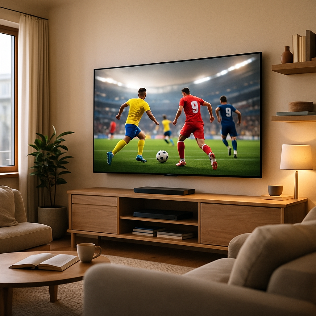 Abstract collage of Italian TV channels represented as colorful geometric shapes for IPTV