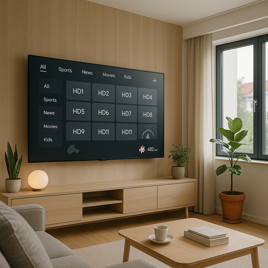 Modern Wi-Fi 6 router and fiber modem for Best IPTV Denmark 2025 setup