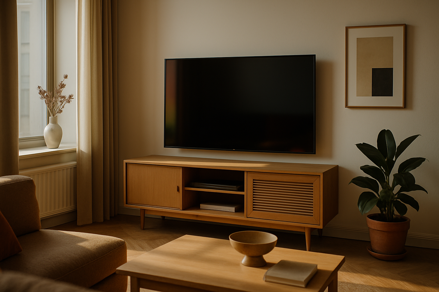 Best IPTV for Belgium 2025 cozy Belgian living room with Smart TV