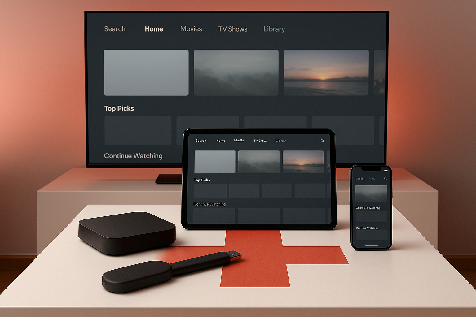 Collection of streaming devices and Smart TV for Best IPTV for Switzerland 2025