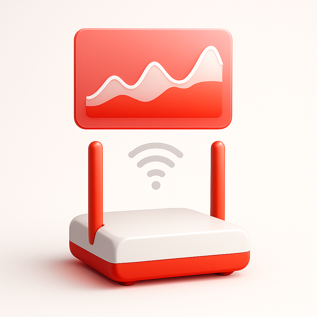 Austrian viewer checking router while watching football via IPTV without buffering