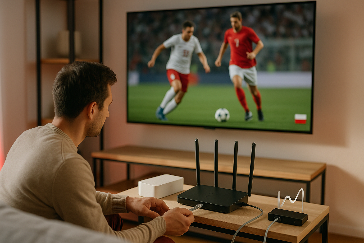Collection of streaming devices used for IPTV in Poland