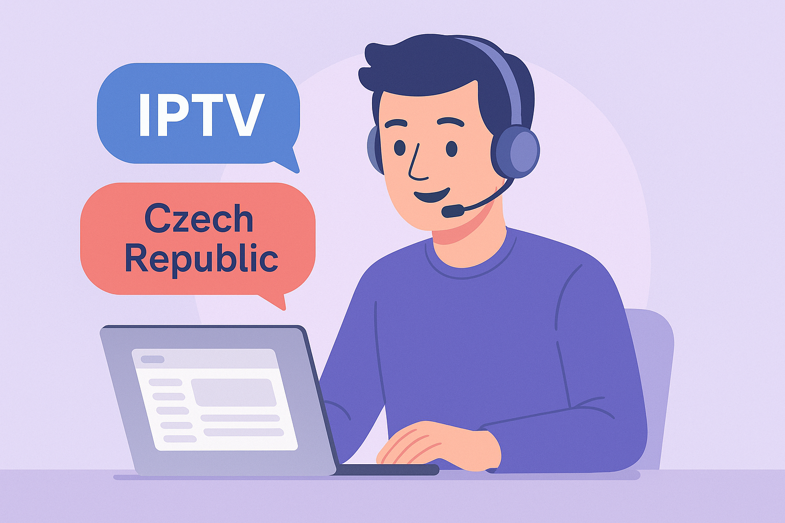 Modern Smart TV in a Czech living room with a neutral IPTV-style interface