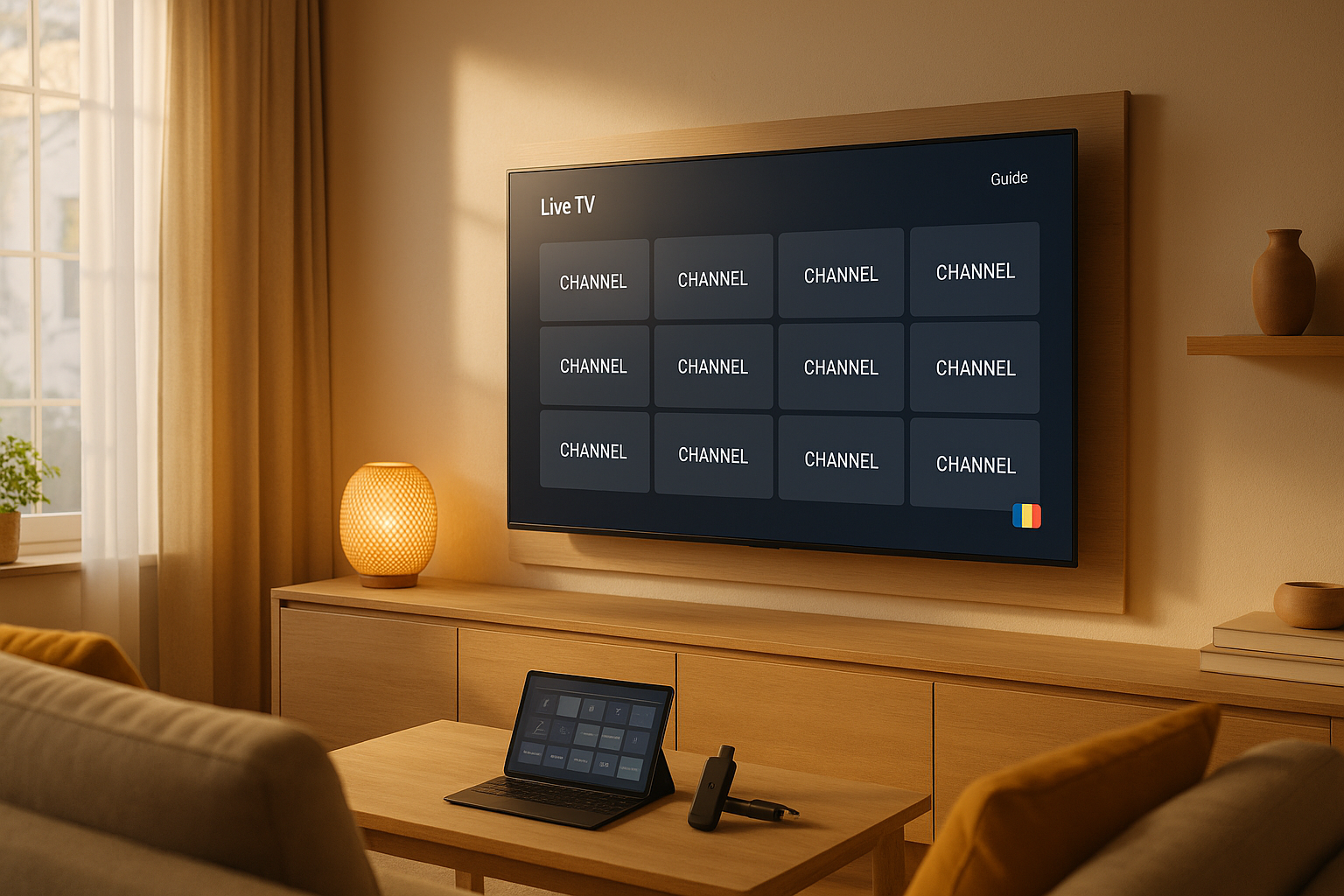 Romanian viewer watching football on a Smart TV using IPTV