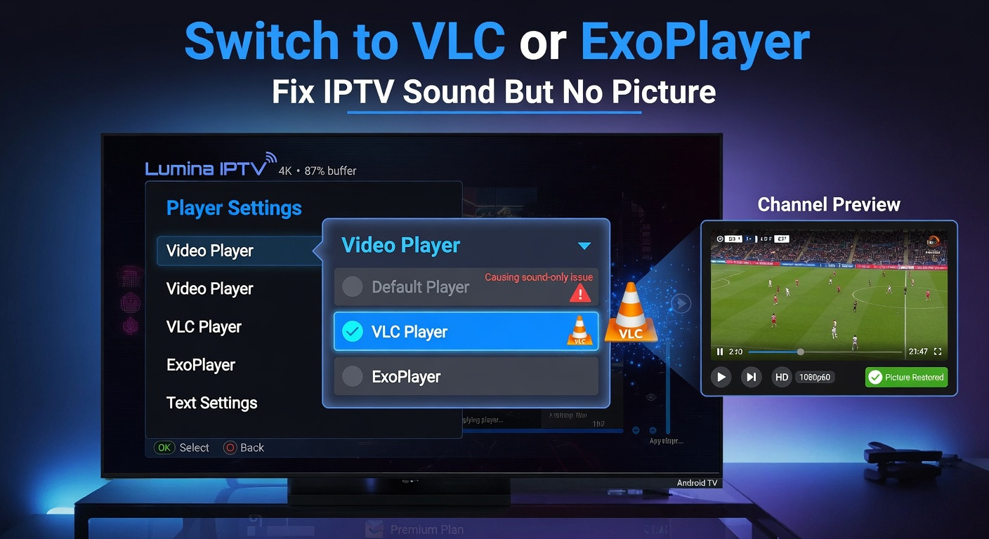 TiviMate settings disable hardware decoding to fix IPTV no picture only sound