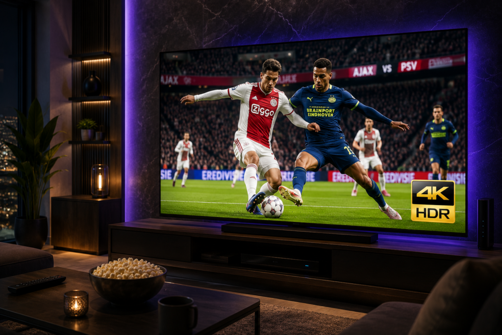 Best IPTV for Netherlands 2026 streaming Eredivisie Ziggo Sport and KPN in stunning 4K on a modern Smart TV
